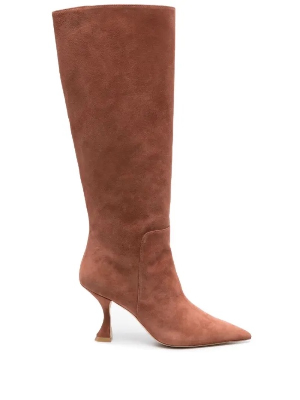 Stuart Weitzman Tall Pointed Suede Boots in Rust